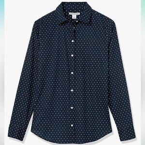 Women's Classic-Fit Long-Sleeve Button-Down Poplin Shirt NWT XS